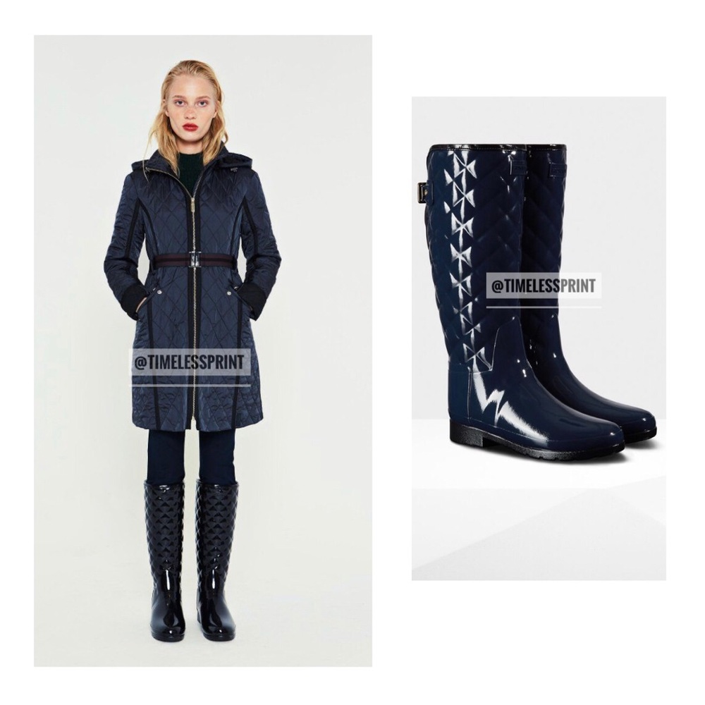 Hunter Blue/Navy Quilted Tall Boots